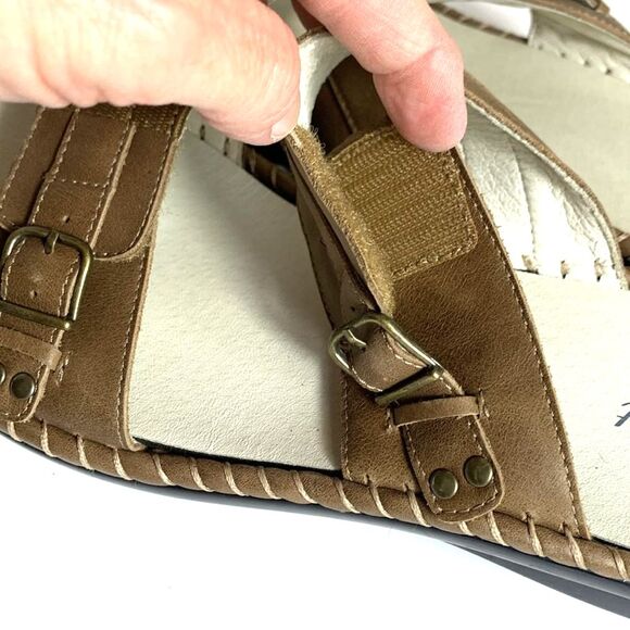 Propet Kelowna Light Brown Leather Adjustable Comfort Slide Sandals Sz 9.5XX 4E - Picture 8 of 15